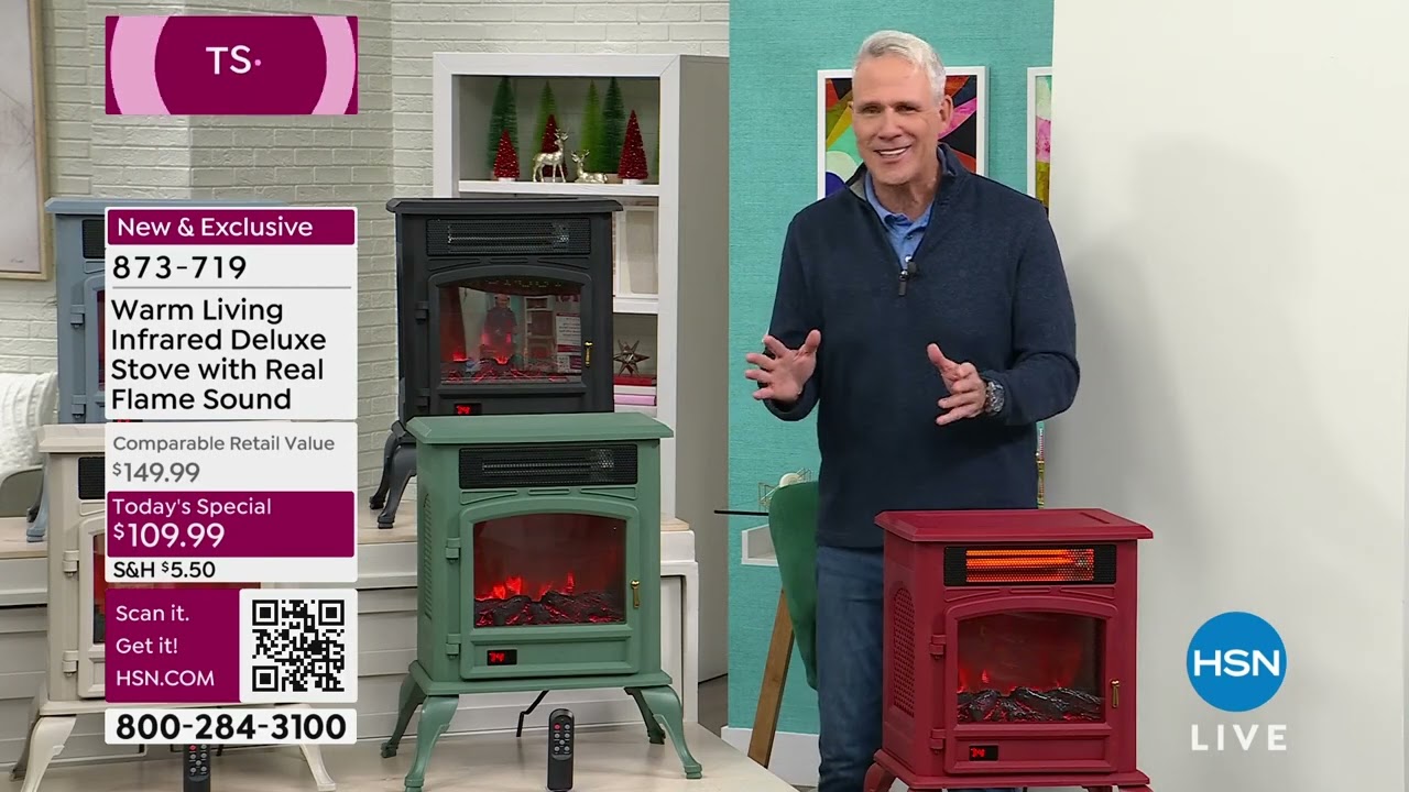 Warm Living Infrared Deluxe Stove with Real Flame Sound