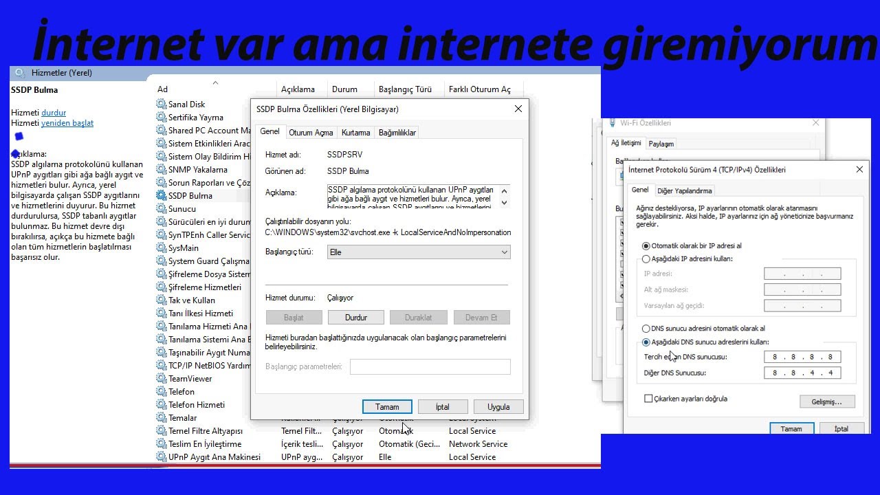 İnternet var ama girmiyor. | İnternet bağlantısı yok sorunu ve çözüm