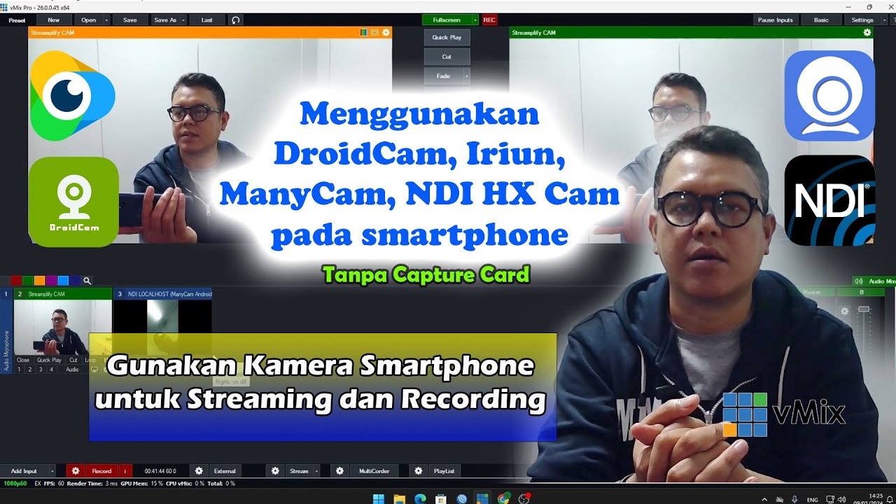 Cara gunakan Smartphone untuk camera streaming, di vMix tanpa gunakan capture card
