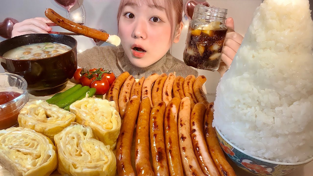 ASMR колбаса Сырный омлет【русские субтитры】【Mukbang/ Eating Sounds】