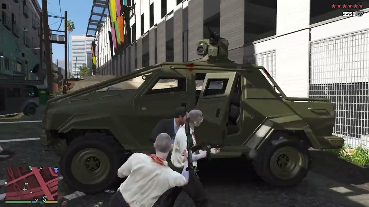 GTA V: Michael, Franklin, Trevor, Zombies 10 Star Massacre Los Santos + Escape