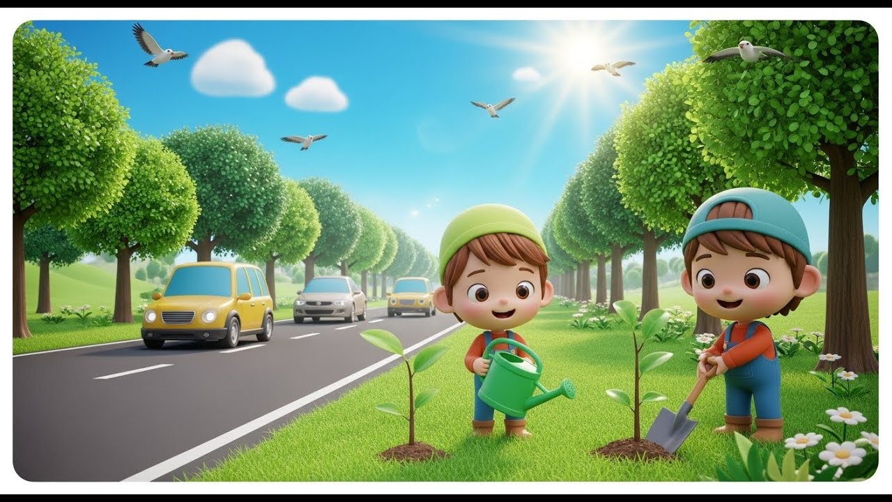 Plant More Trees Alongside Roads 🌳🛣️ | ازرعوا الأشجار على جوانب الطرق | Arabic Kids Rhyme