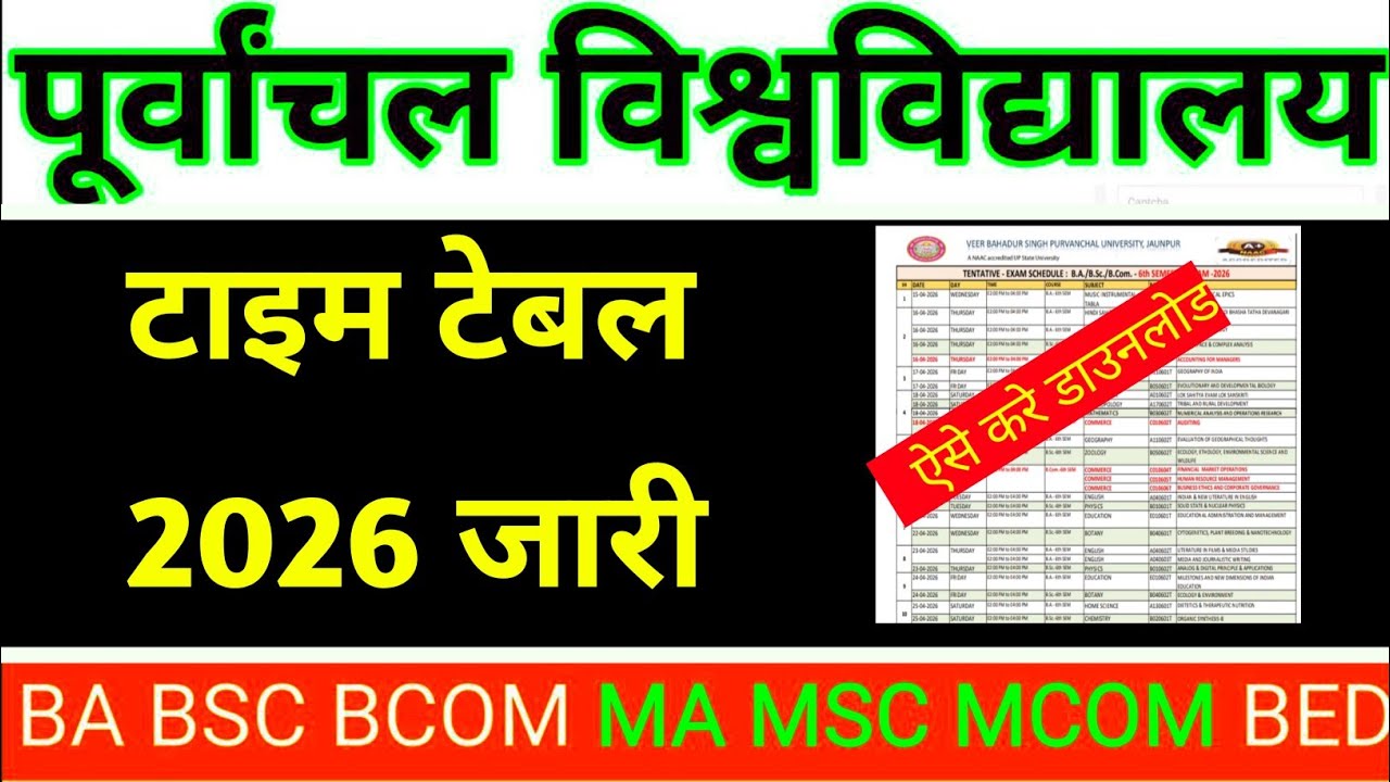 Vbspu Time Table 2026 जारी|Vbspu Exam Date 2026|Vbspu Ba Time Table 2026|Vbspu Ba Ma Time Table 2026