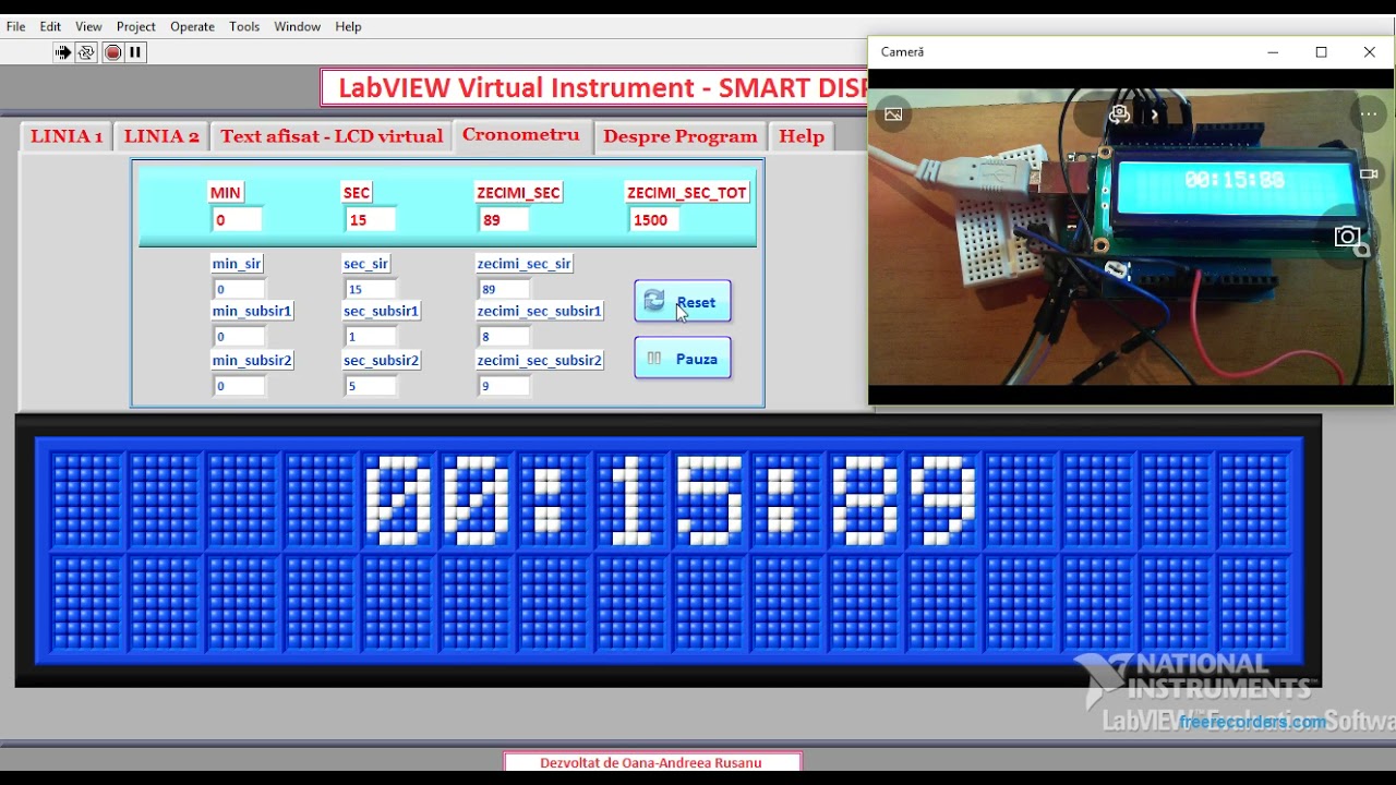 LabVIEW Virtual Instrument - Smart Display & Chronometer - 2x16 Characters (Led Matrices)