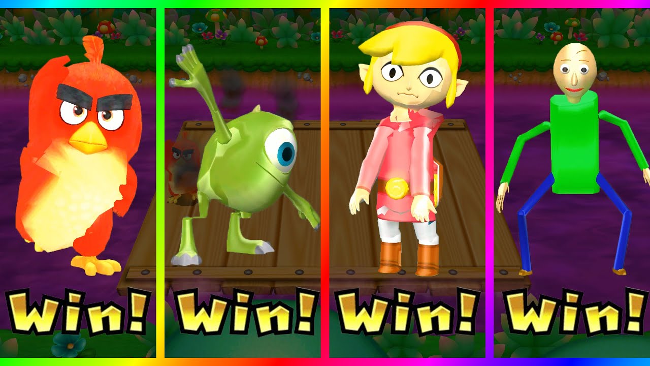 Mario Party 9 Mod Step It Up - Pac man Vs Angry Bird vs Wazowski vs Baldi #MarioGame