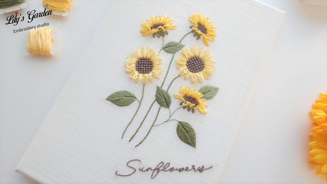 Eng sub [릴리스가든 프랑스자수] 해바라기  액자 DIY French embroidery Sunflowers