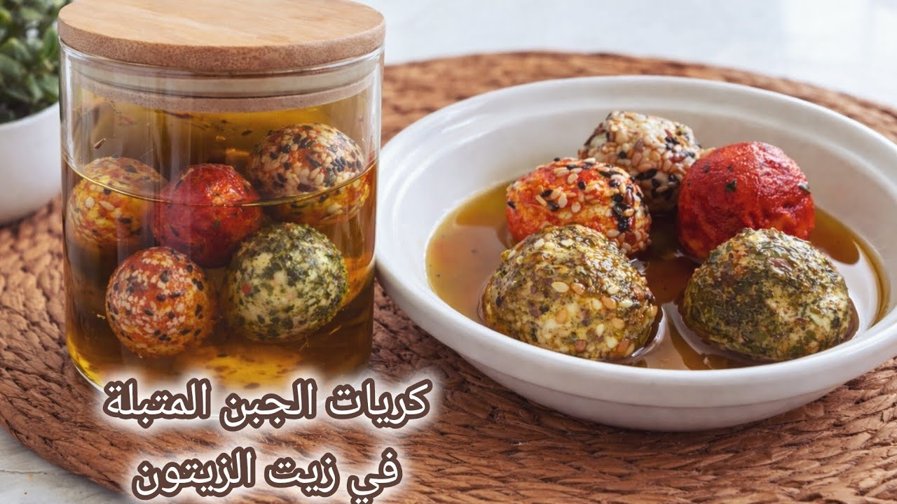 سحور مغذي ومشبع🌛كريات الجبن (اللبنة) متبلة في زيت الزيتون بالجبن المنزلي صحية ومشبعة