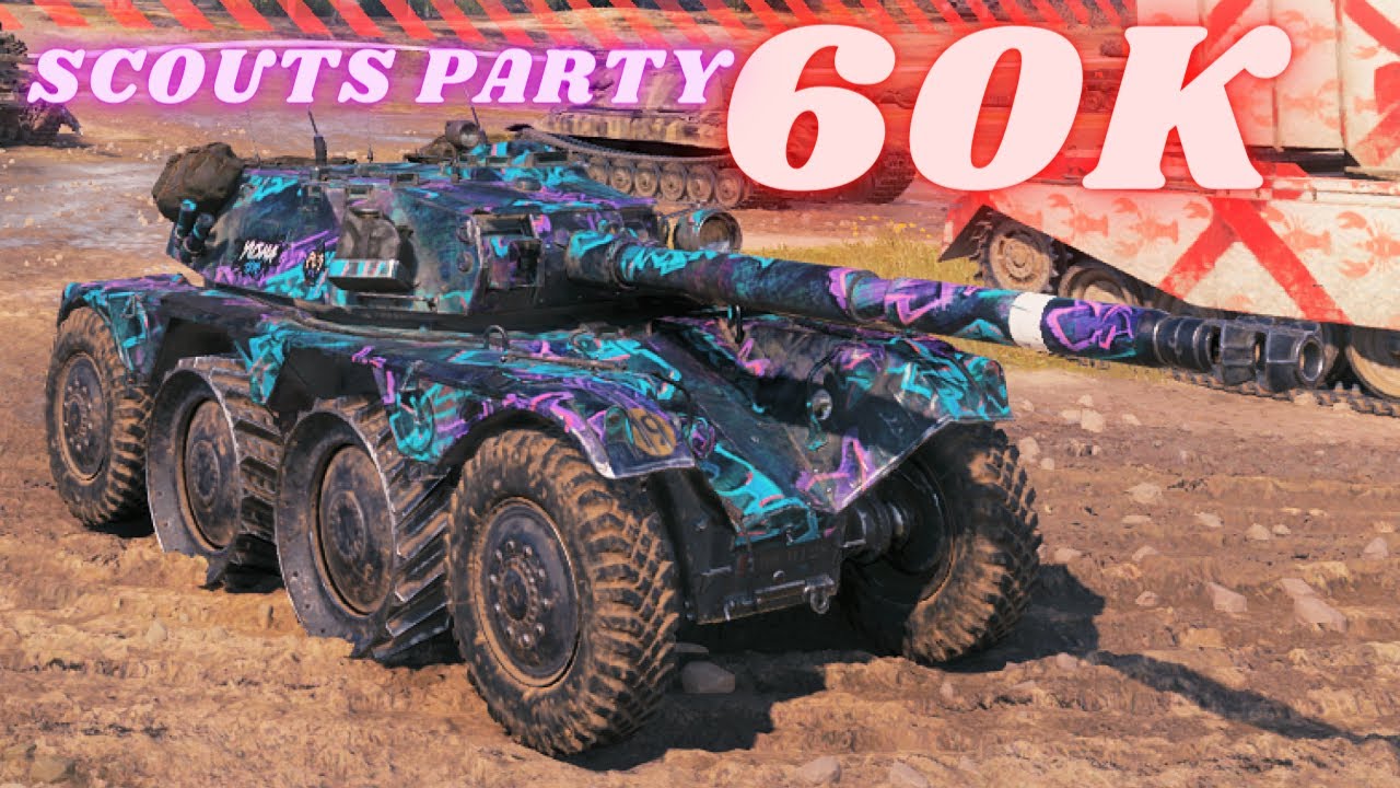TOP Scouts over 60K Damage Spot - WOT Gameplay Replays ( Panhard EBR 105,T-100 LT,AMX 13 105 )