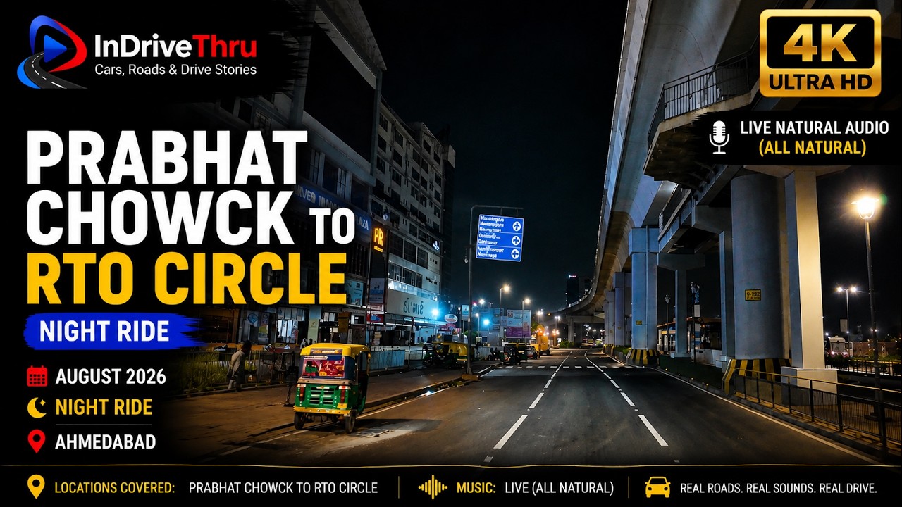 Prabhat Chowck to RTO Circle Night Drive 4K | Ahmedabad #InDriveThru #NightDrive