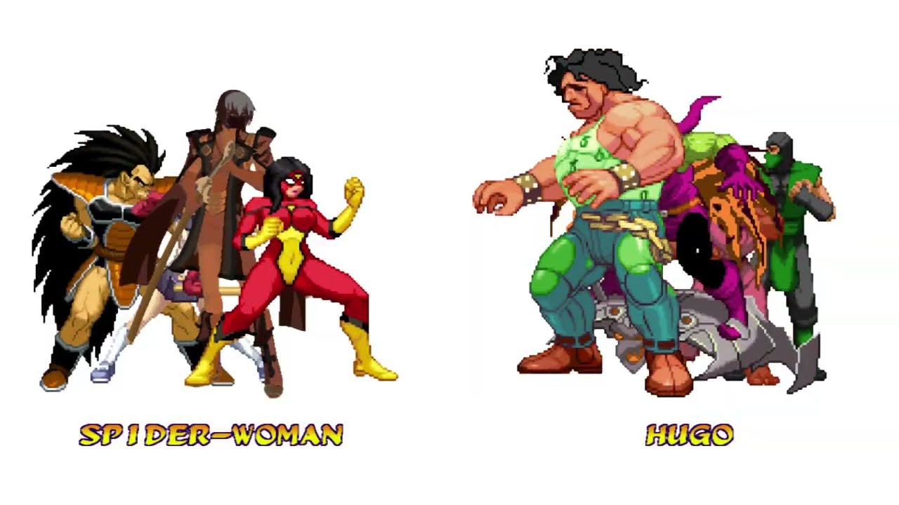 [4K] MUGEN: ETB – Spider woman, Jin Kisaragi, Kendo kyudo, Raditz vs Hugo, D Goblin, E Dan, Reptile