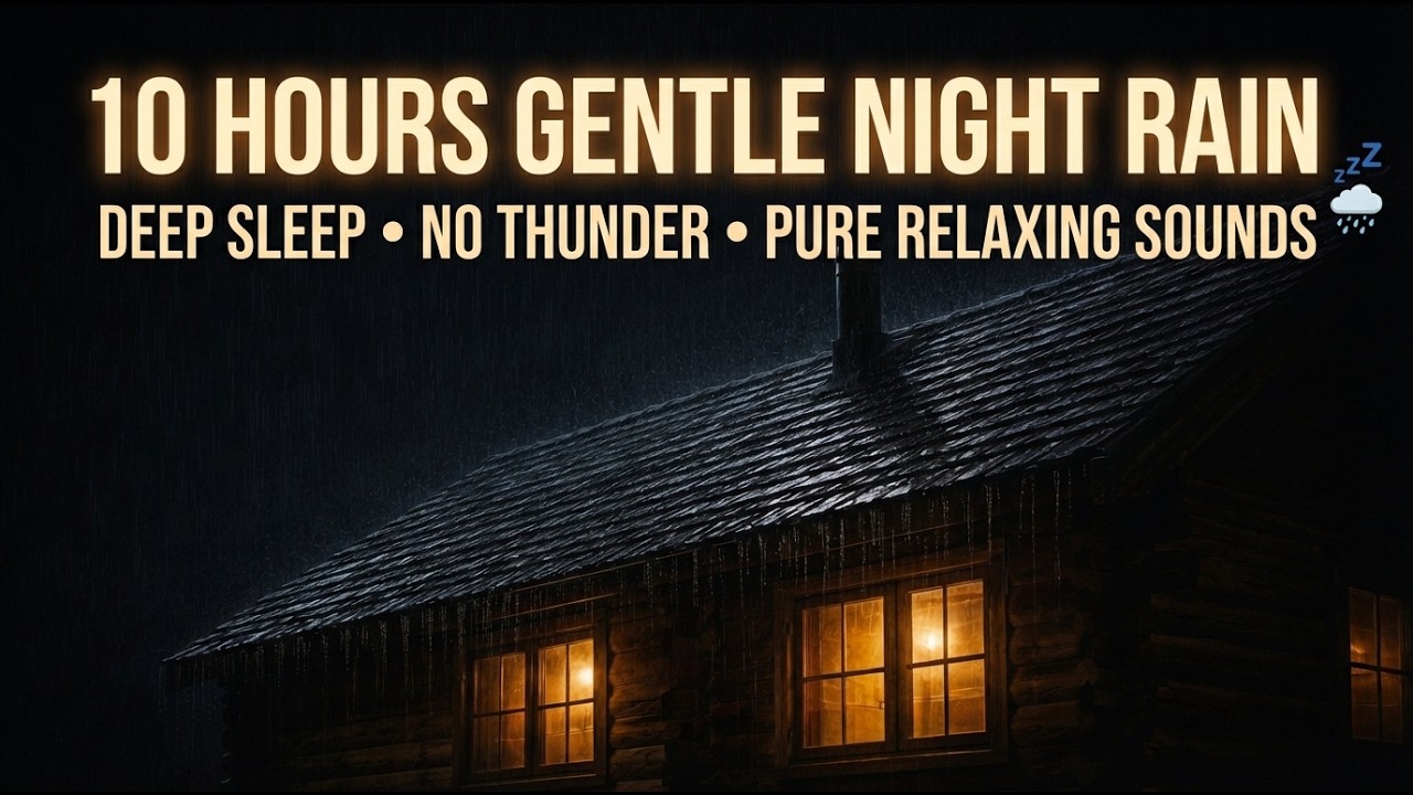 10 Hours Gentle Night Rain on Cabin Roof 🌧️ Deep Sleep | No Thunder | Pure Relaxing Rain Sounds