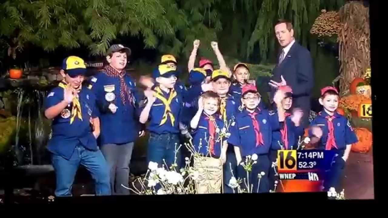 Cub Scout boy tells local weather man Tom Clark your creepy.