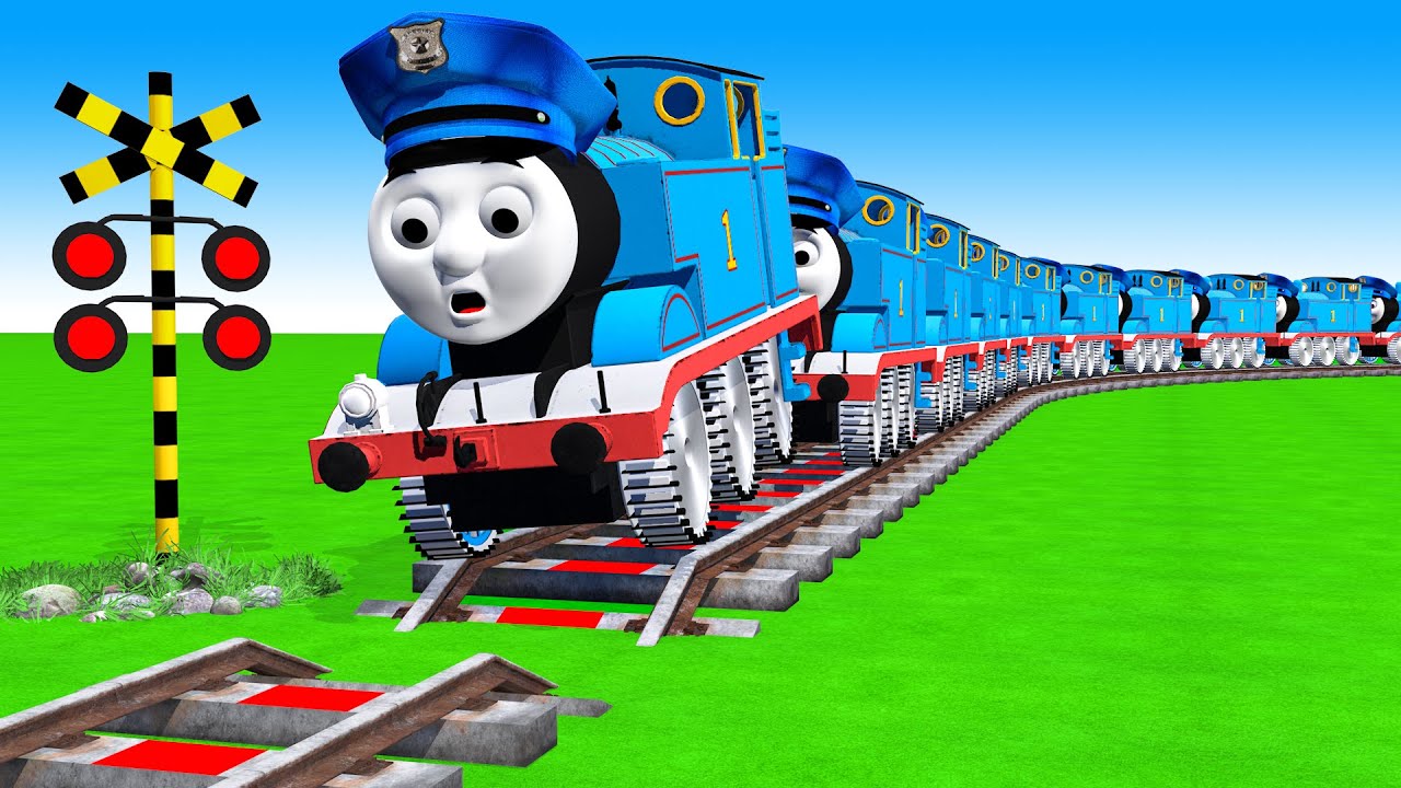 【踏切アニメ】あぶない電車 5 TRAIN THOMAS 🚦 Fumikiri 3D Railroad Crossing Animation #1million