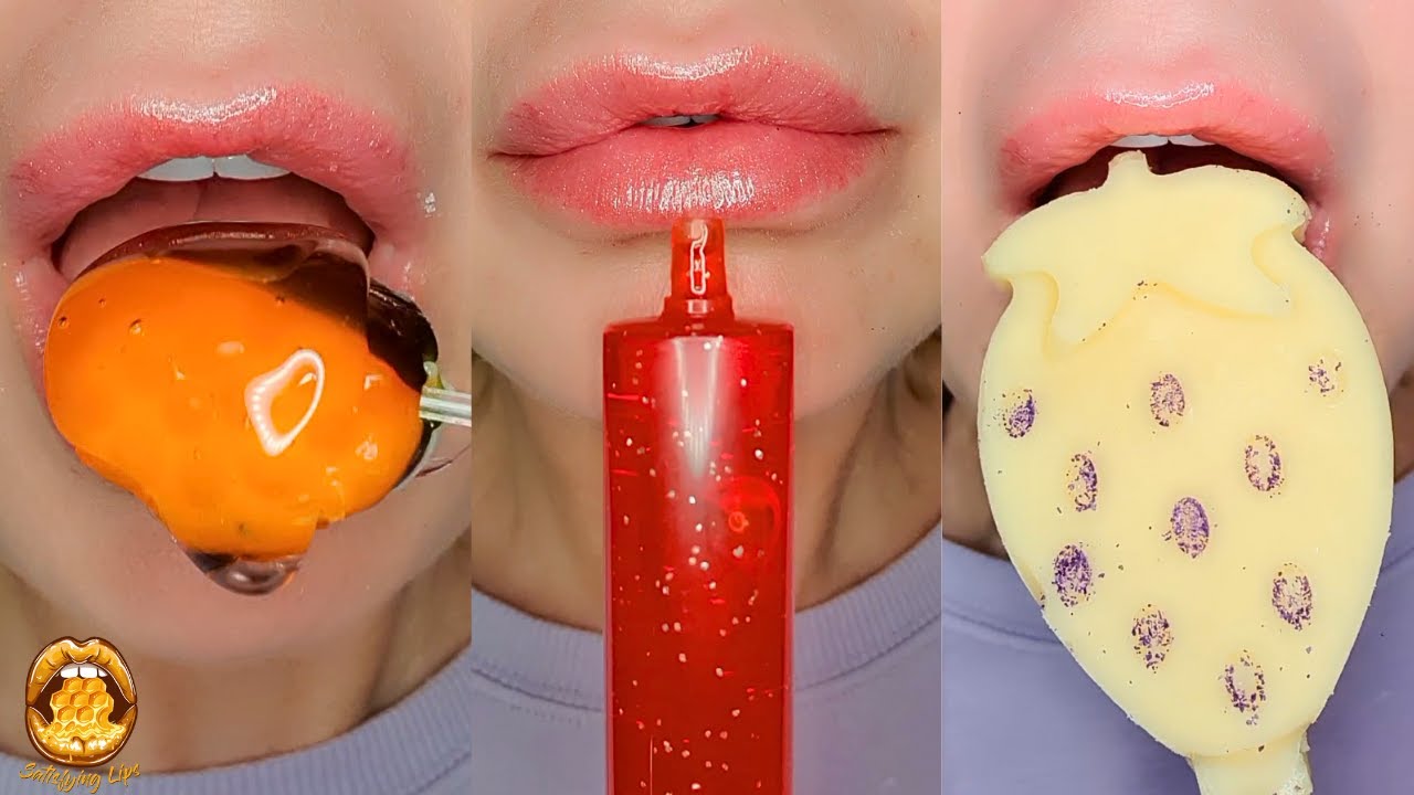 ASMR Satisfying Eating Sounds JAPANESE SNACKS SOUR CANDY DOUGH POPSICLES Mukbang