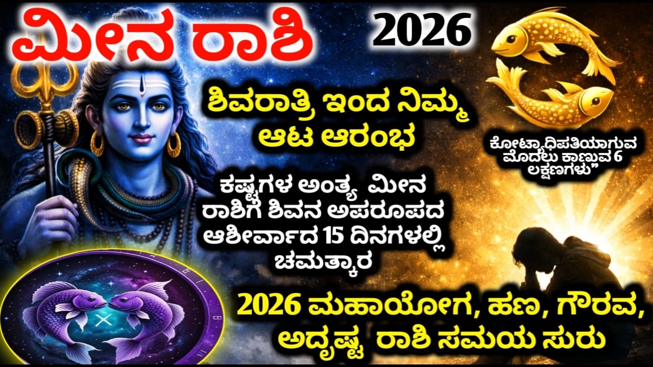 ಮೀನ ರಾಶಿ  ಫೆಬ್ರವರಿ 15 ನಂತರ ನಿಮ್ಮ ಜೀವನ ಸಂಪೂರ್ಣ ಬದಲಾಗುತ್ತದೆ! Meena Rashi 2026