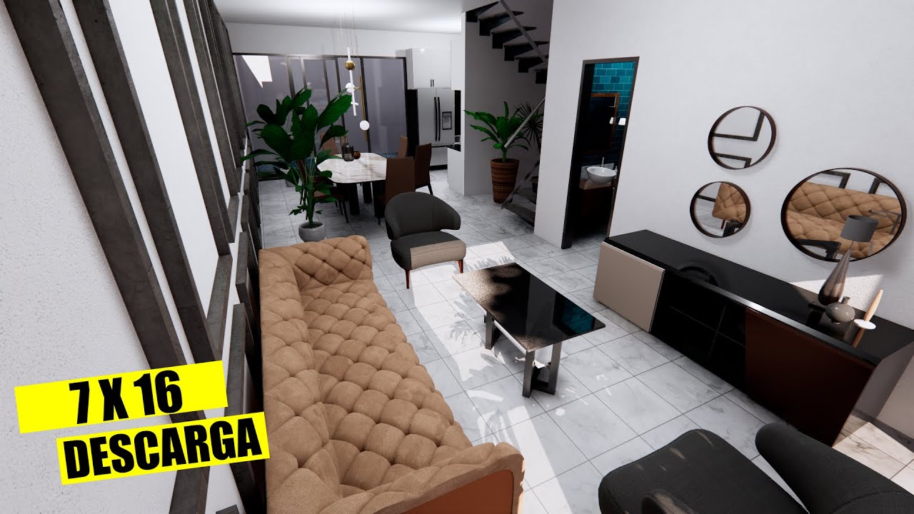 Casa de 7 X 16 SENCILLA Y ELEGANTE CON PISCINA