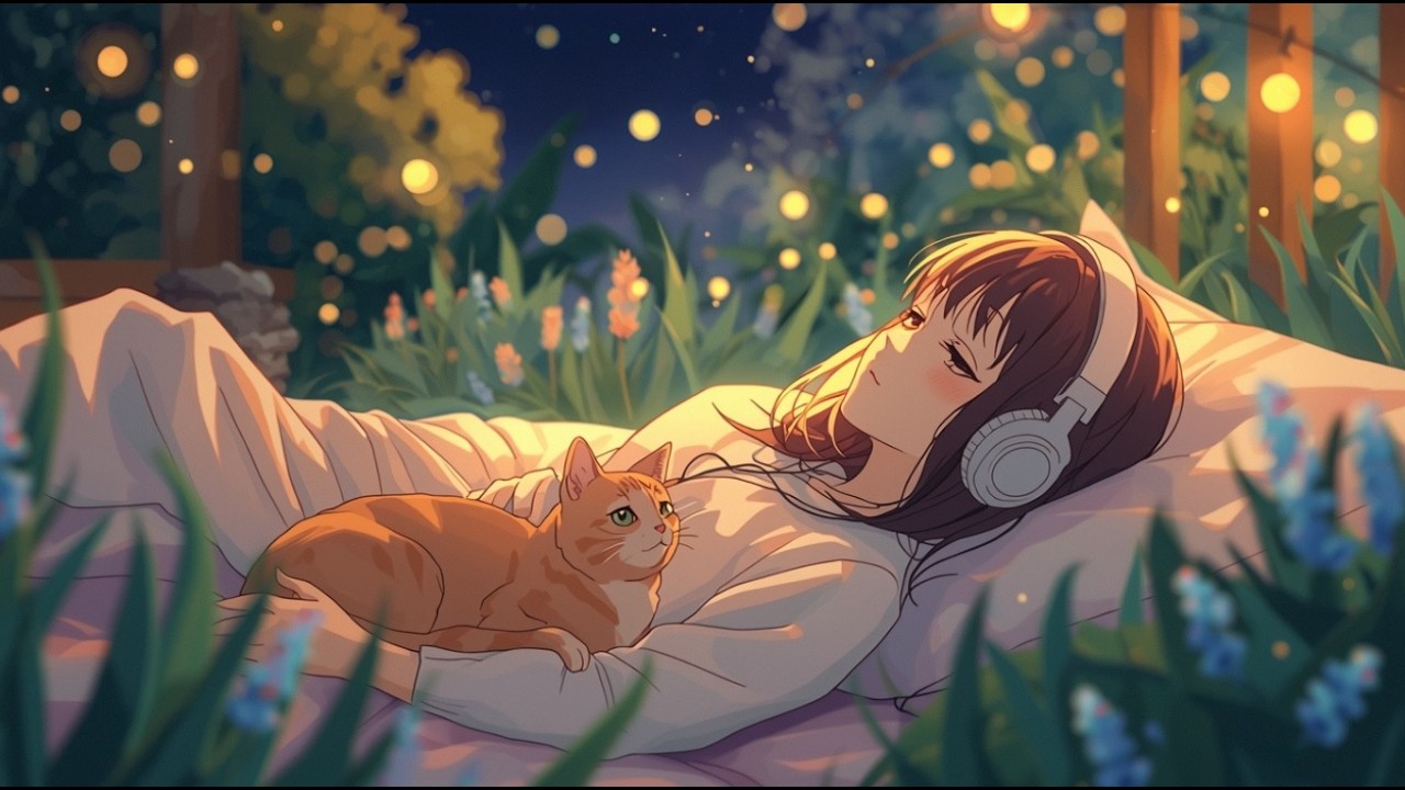 Firefly Lanterns 🏮 Relaxing Garden Lofi for Quiet Reflection [1 Hour]