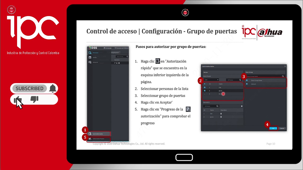 Mesa tecnica control de acceso DSS Dahua