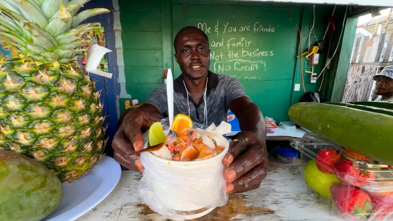 Making a FRESH Conch Salad in the Bahamas at a Local Food Stall