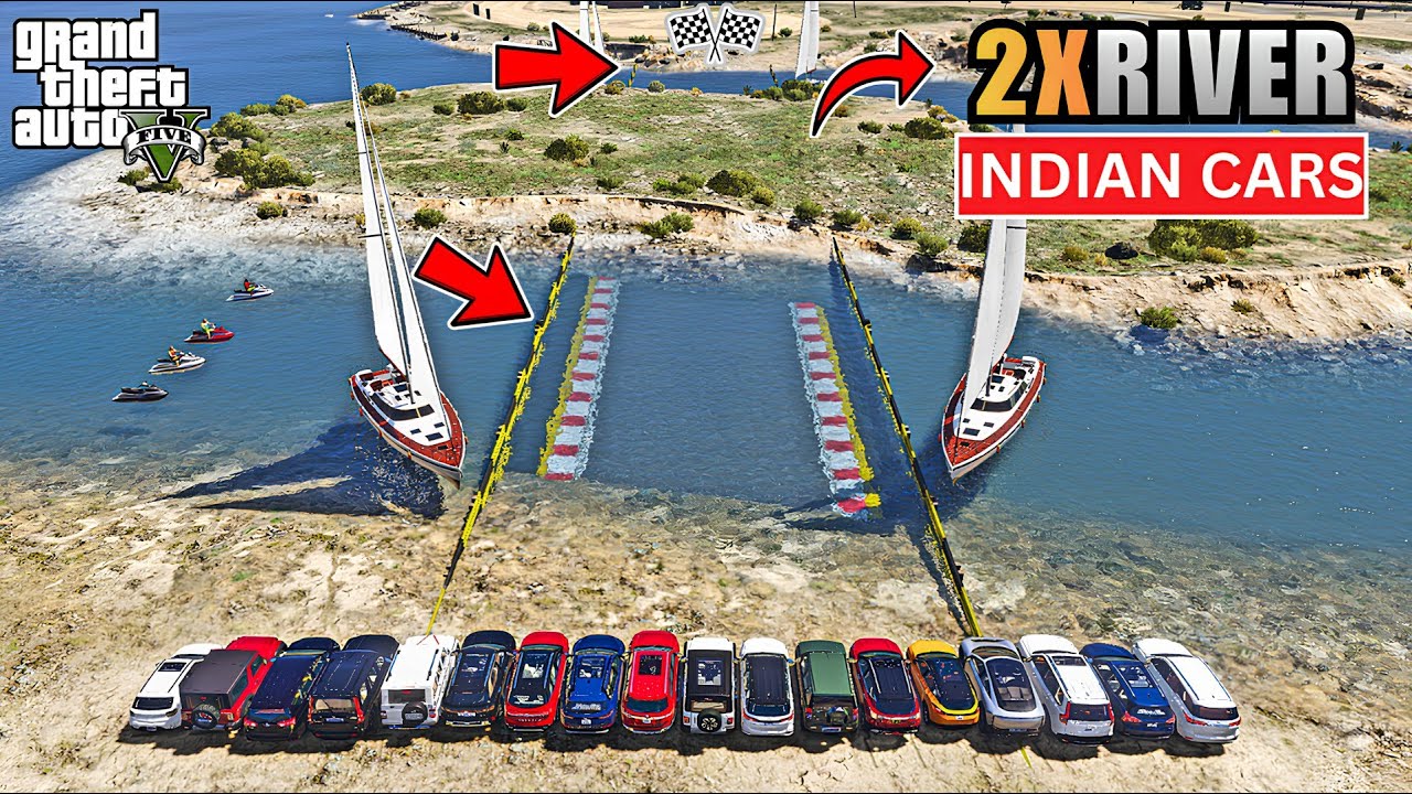 INDIAN CARS VS DOUBLE RIVER CROSSING CHALLENGE | Gta 5 Gameplay