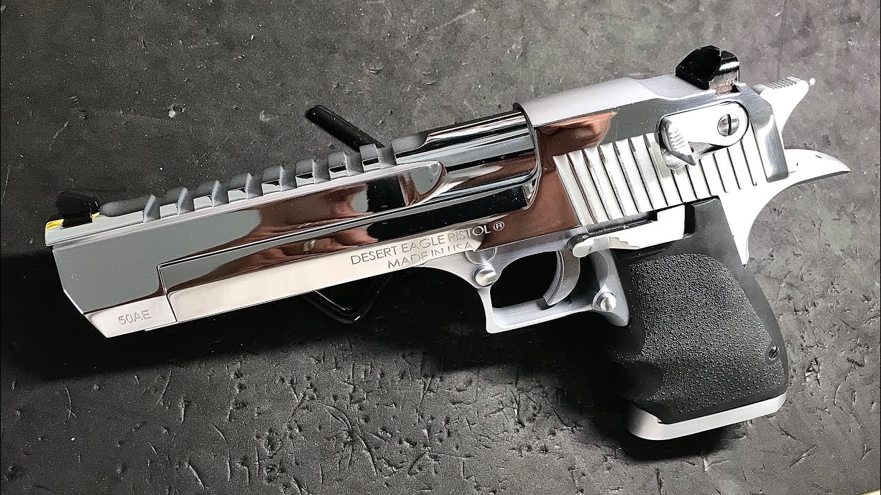 Desert Eagle 50AE - Polished Chrome Brute (Mk XIX, No Muzzle Brake, still the benchmark)