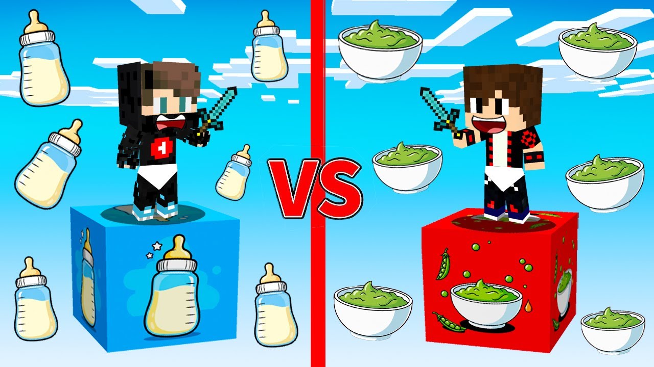 ماين كرافت : حـرب بلوكات حظ الأطفال ولكن الحليب ضد الطعام !!؟ 🔥😱