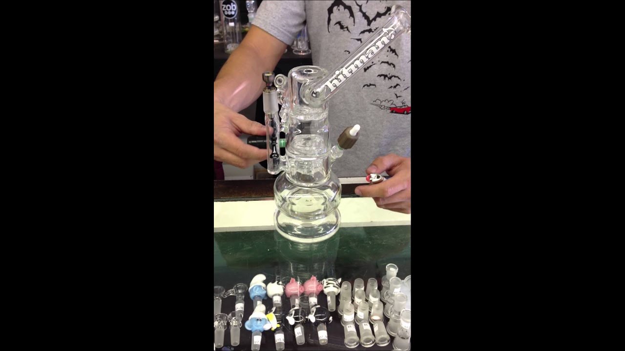 AMAZING hitman glass oil rig with built in torch