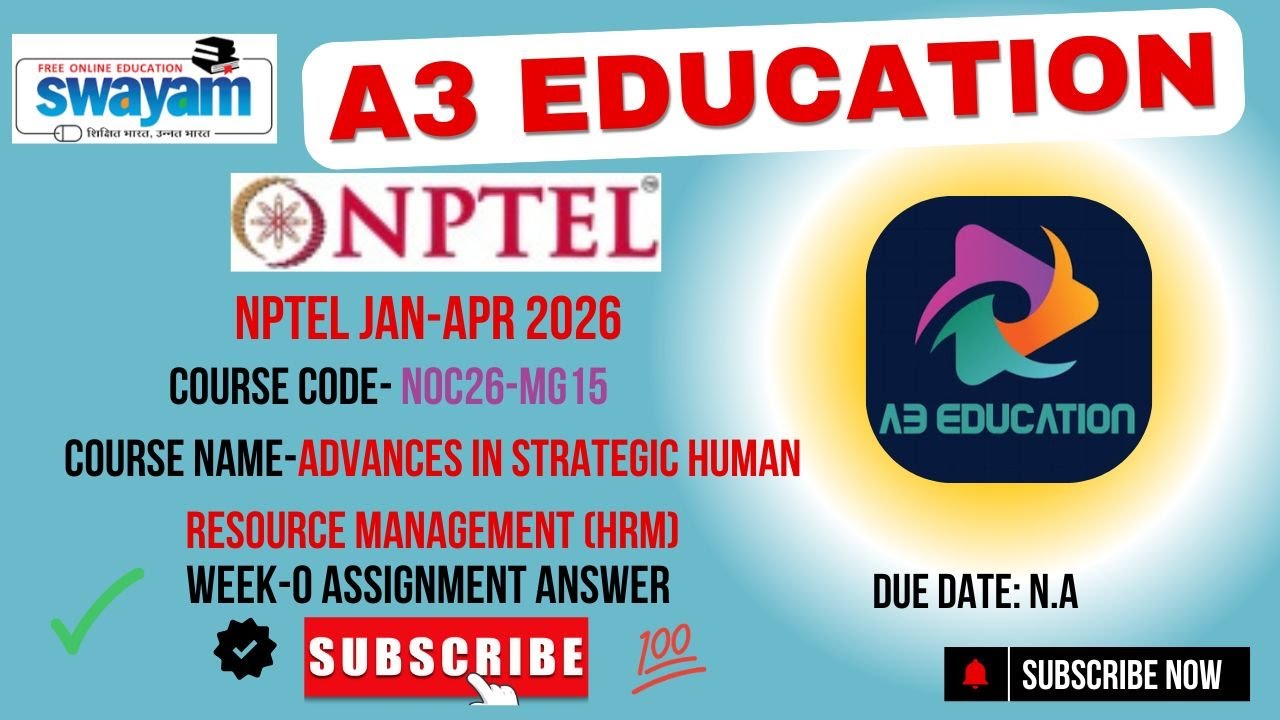 NPTEL Advances in Strategic Human Resource Management Week 0 Assignment Answers | noc26-mg15