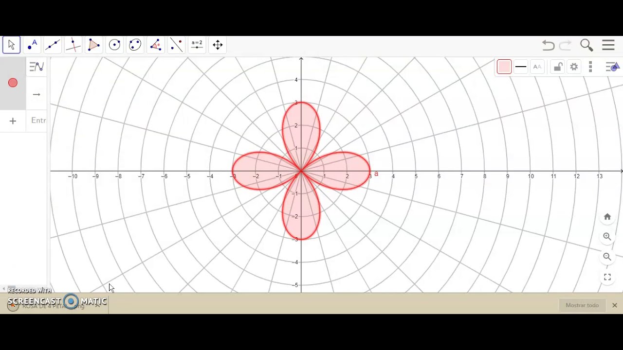 ECUACIÓN POLAR GRÁFICA EN GeoGebra: ROSA DE 4 PÉTALOS