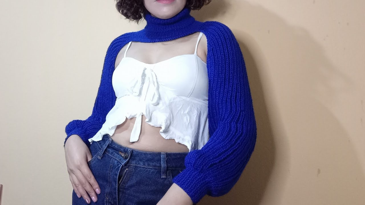 cuello con mangas tejido a dos palitos talla estándar