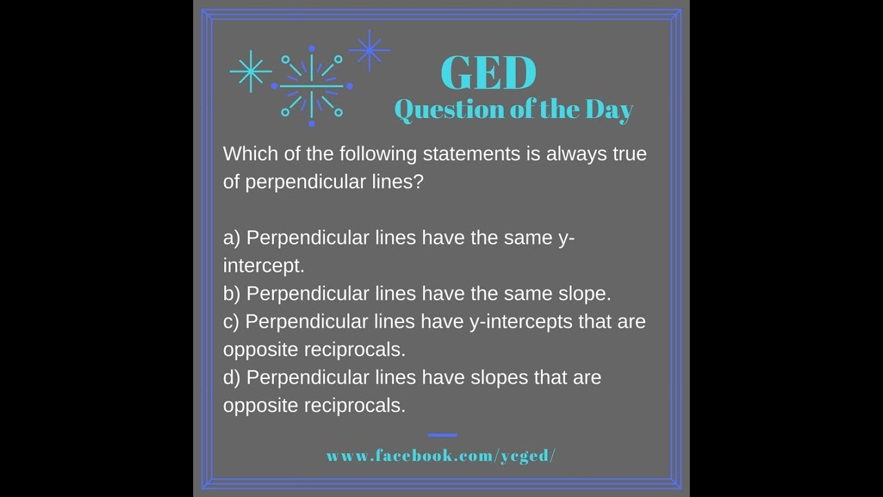 GED QOD: Identifying Perpendicular Lines from Equations