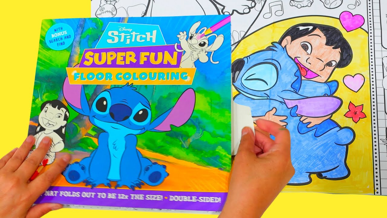 Coloreamos dibujos gigantes de Lilo y Stitch con pinturas, lápices de color, crayolas y más