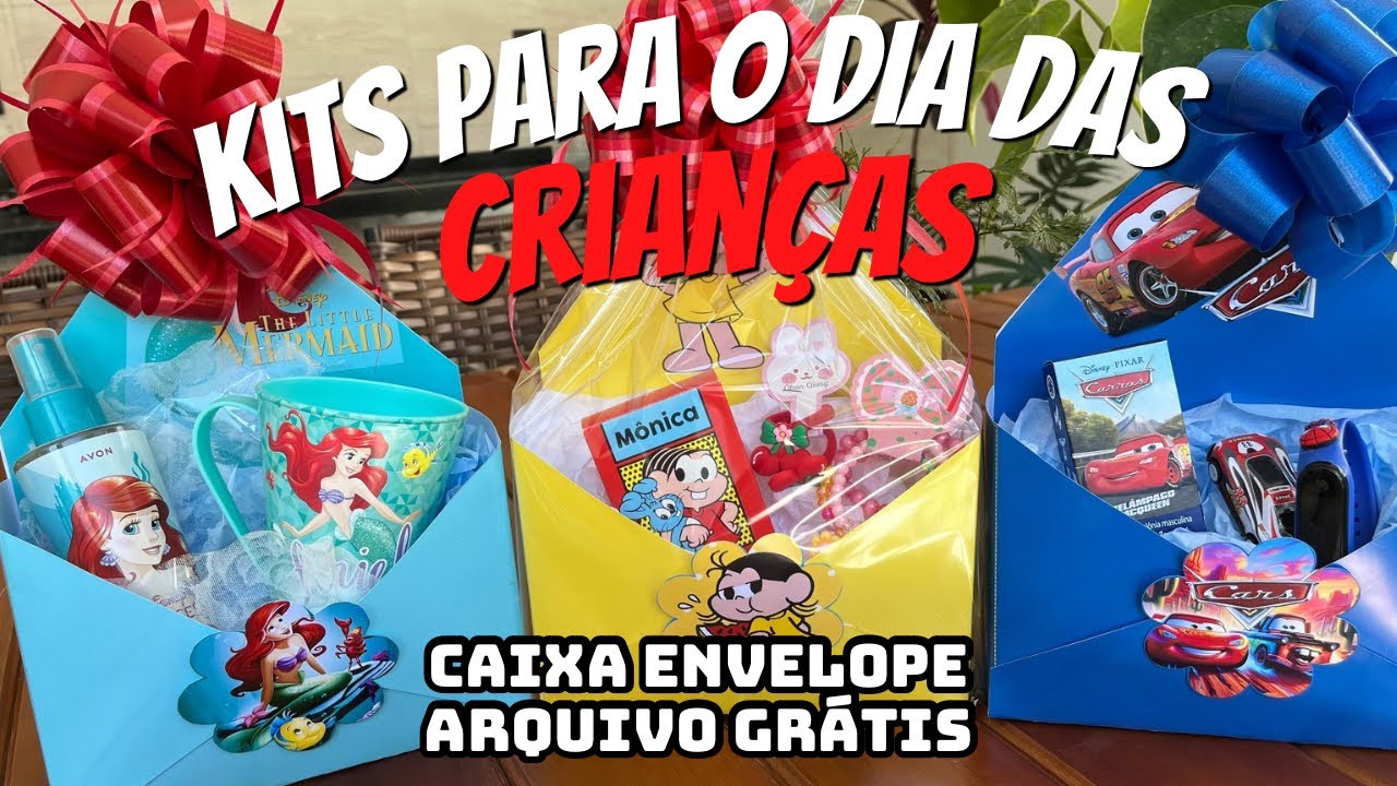 KITS NA CAIXA ENVELOPE PARA O DIA DAS CRIANÇAS E DIA A DIA.