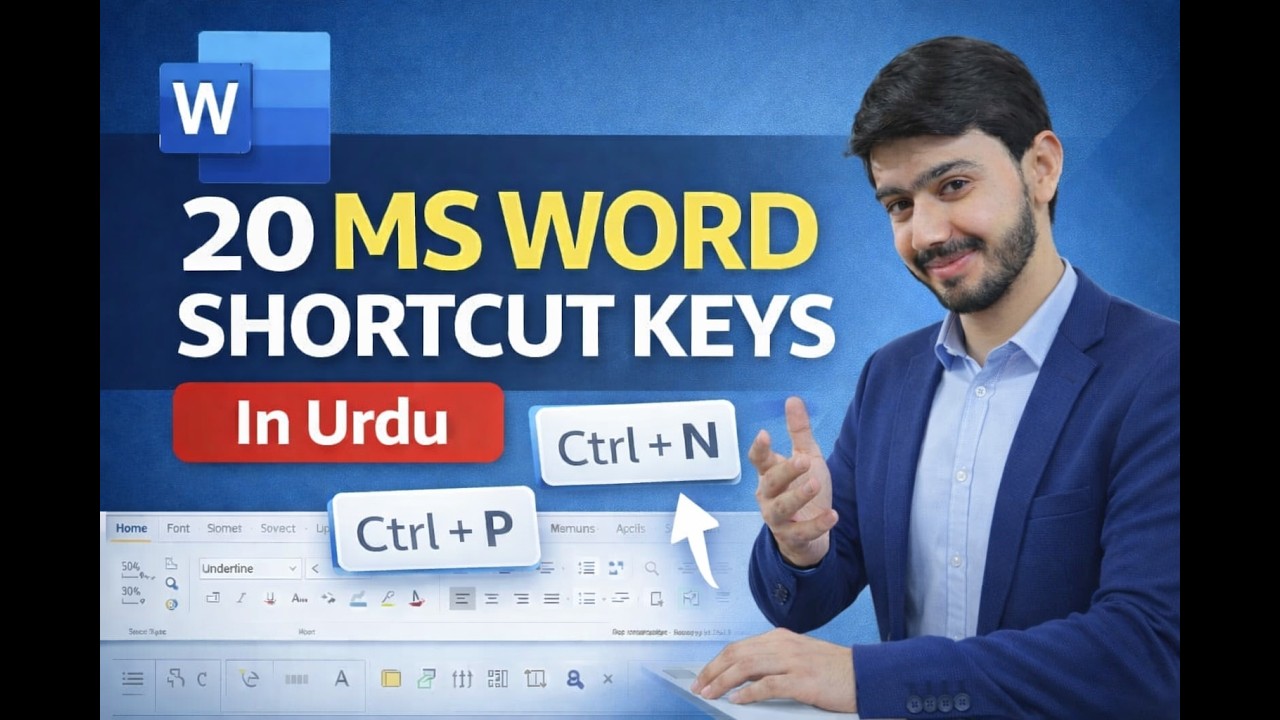 20 MS Word Shortcut Keys in Urdu | MS Word Important Shortcuts | Office Management Course