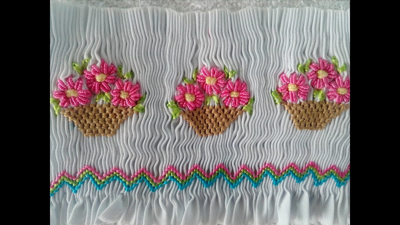 Bordado a mano Nido de abeja: Macetas de Flores