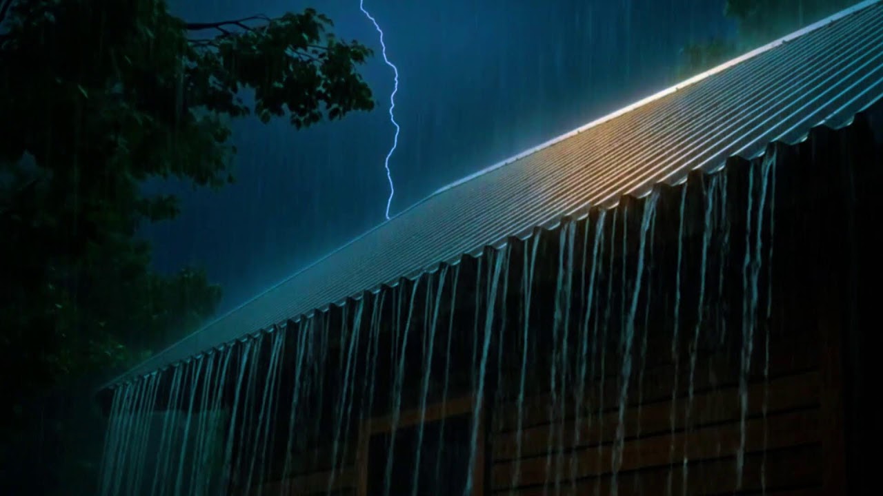 Heavy Rainstorm on Metal Roof at Midnight 🌧️ Fall Asleep Fast • Insomnia Relief Rain Sounds