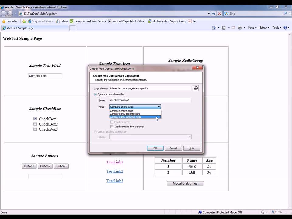 Web Comparison Checkpoints in TestComplete 8