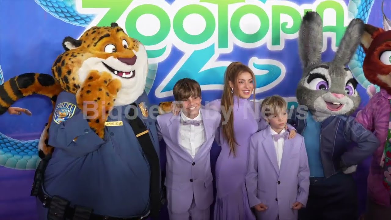Часть 2 — Шакира с сыновьями Миланом и Сашей на премьере фильма «Зверополис 2».