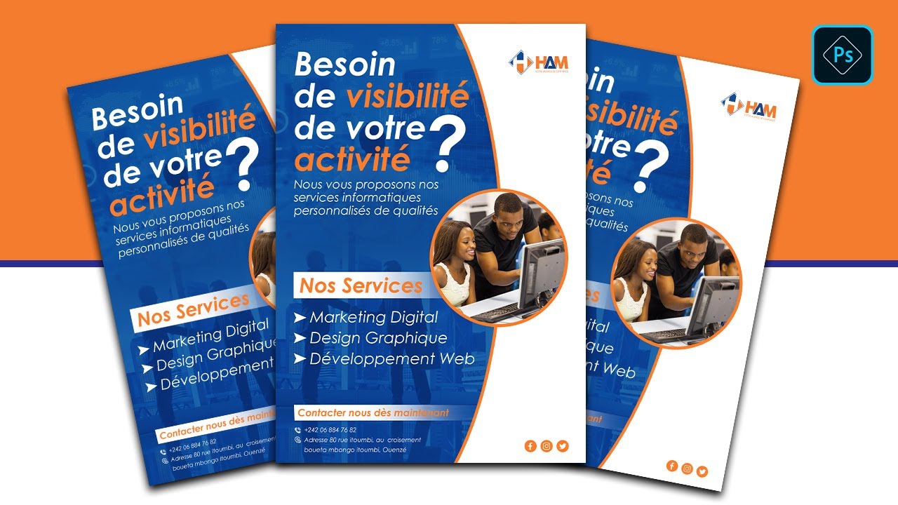 Comment Créer un flyers professionnel sur Photoshop tuto facile