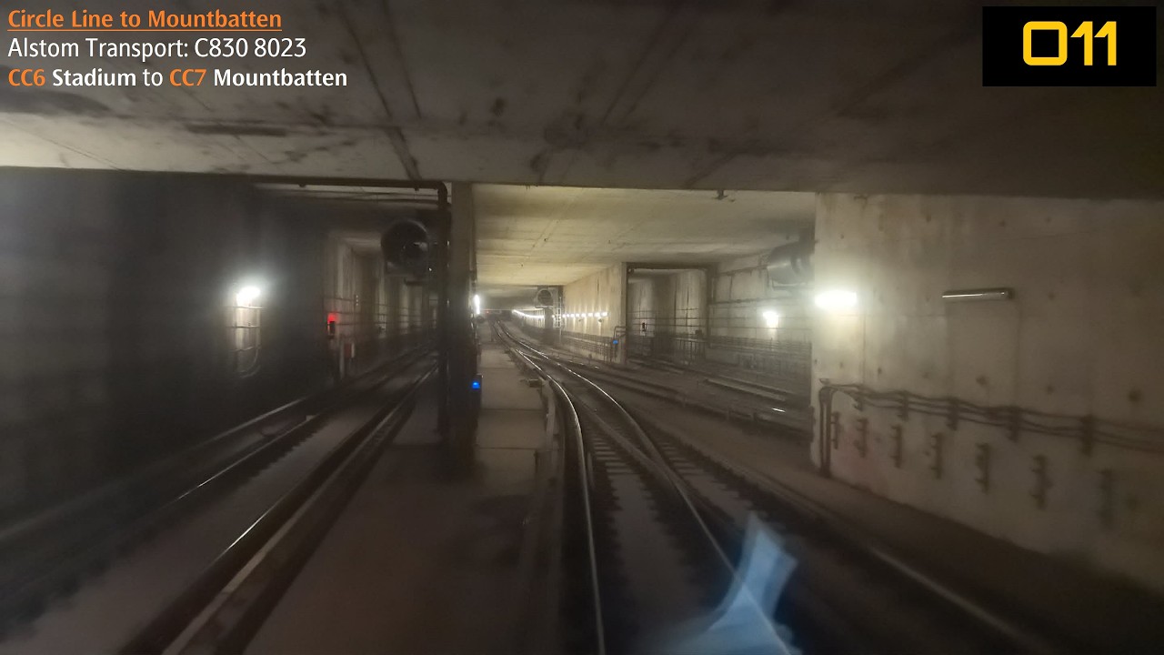 ⁴ᴷ [через служебный путь Стэдиум] Поезда SMRT, поездка на линии CCL [Стэдиум &rarr; Маунтбаттен] &mdash; Als...