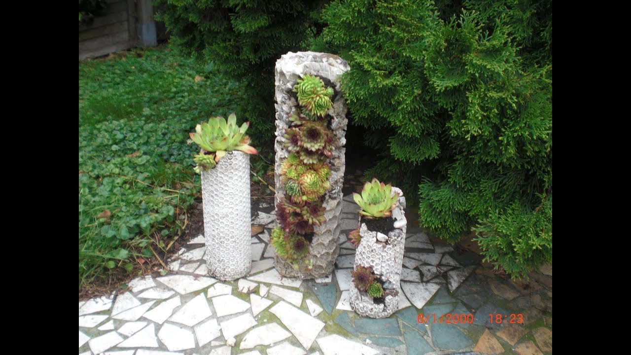Betonsäule /Beton Säule /  Betonturm mit Luftpolsterfolie zum Bepflanzen - Pflanzturm aus Beton