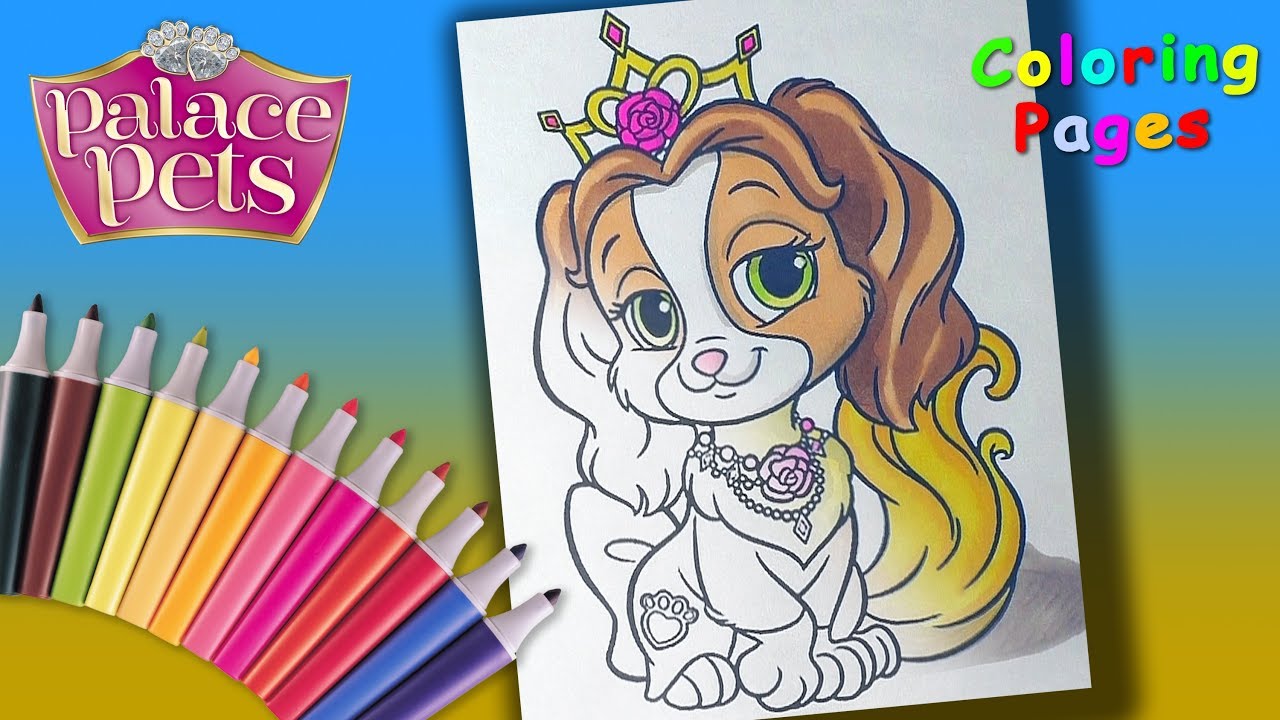 Disney Princes Palace Pets Coloring Book for Girls. Puppy Teacup Coloring Page