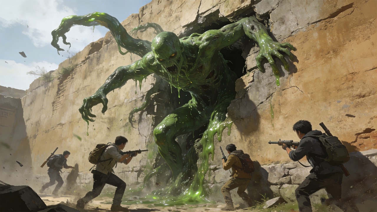 Explorers attacked by monsters from the walls — endless, unkillable.
