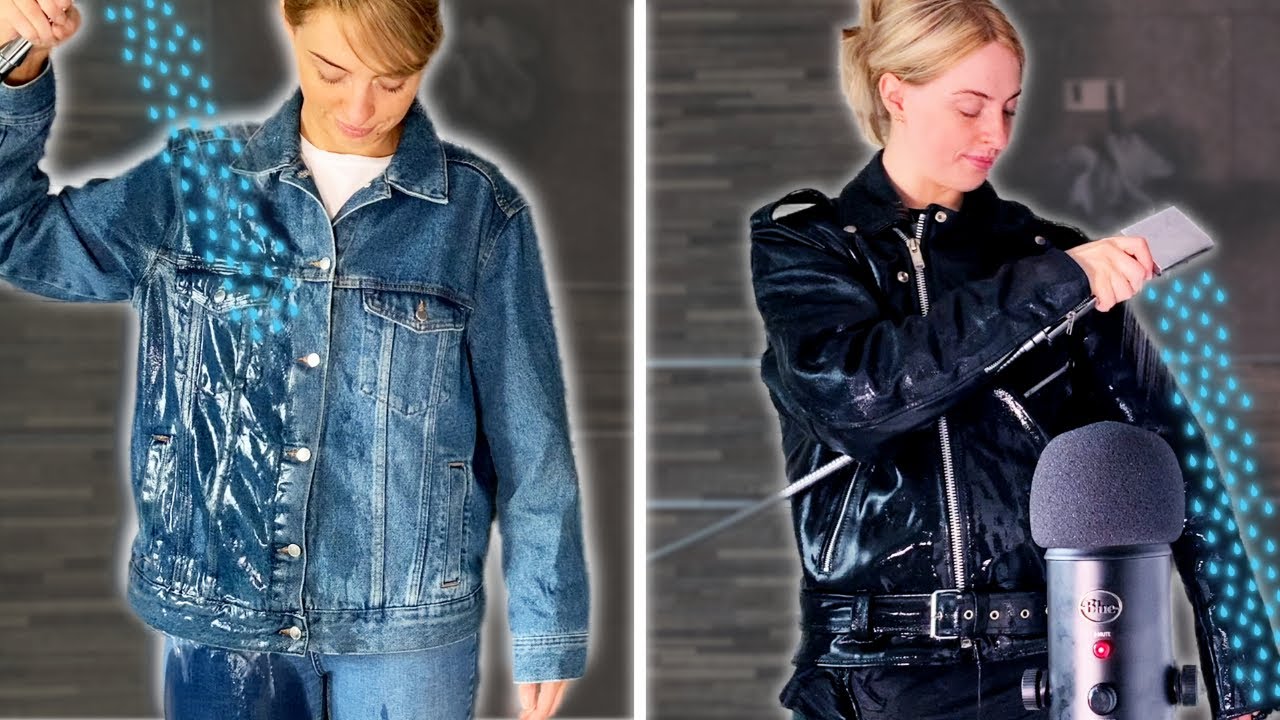 [ASMR] Washing clothes in the shower | Leather Jacket Vs Denim Jacket 🚿