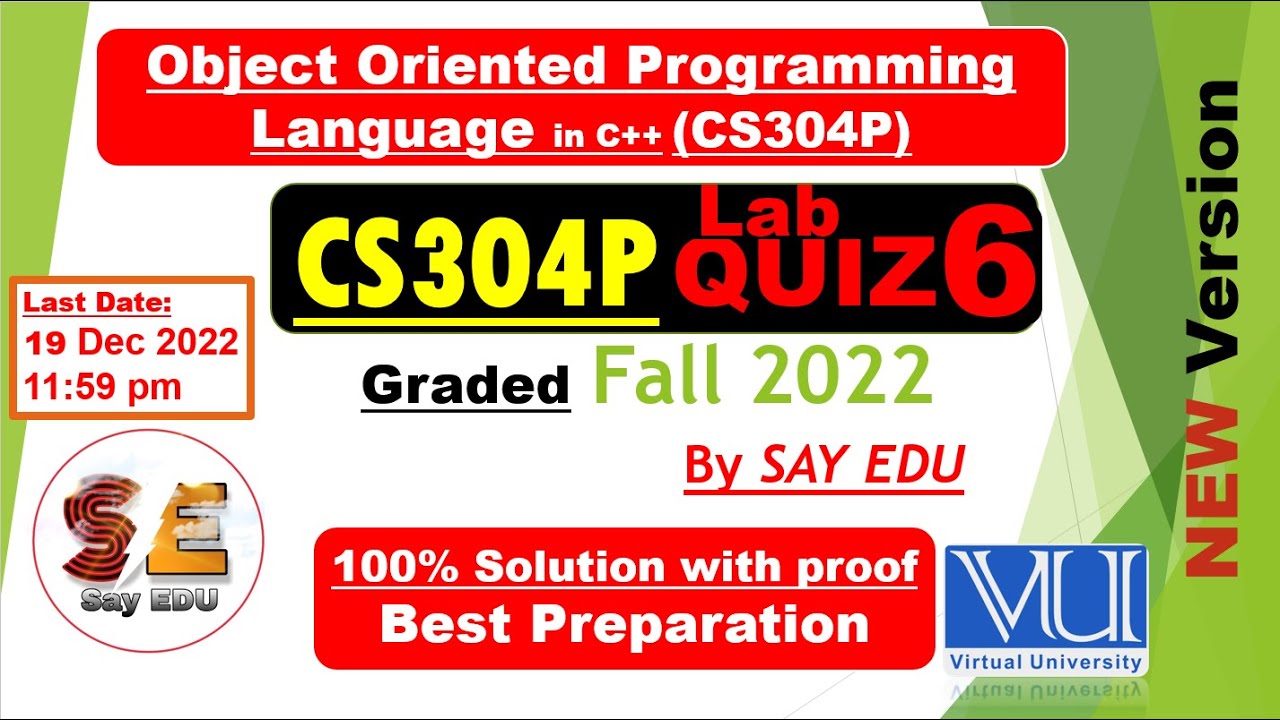 cs304p lab 6 quiz Solution fall 2022 || Object oriented language (Practical) || @SAY EDU کہو پڑھو  ❤