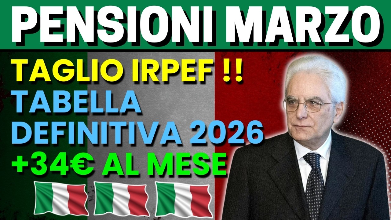 PENSIONI MARZO 2026 ❗ Tabella Completa Taglio IRPEF e Arretrati: Quanto Prendi in Più?