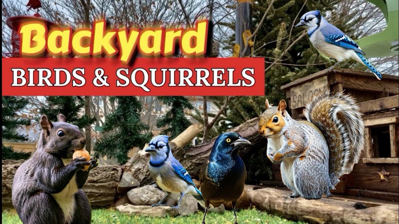 🔴LIVE Spring Cottage Bird Feeder: BlueJays, Juncos, Finches, Squirrels, Cat TV