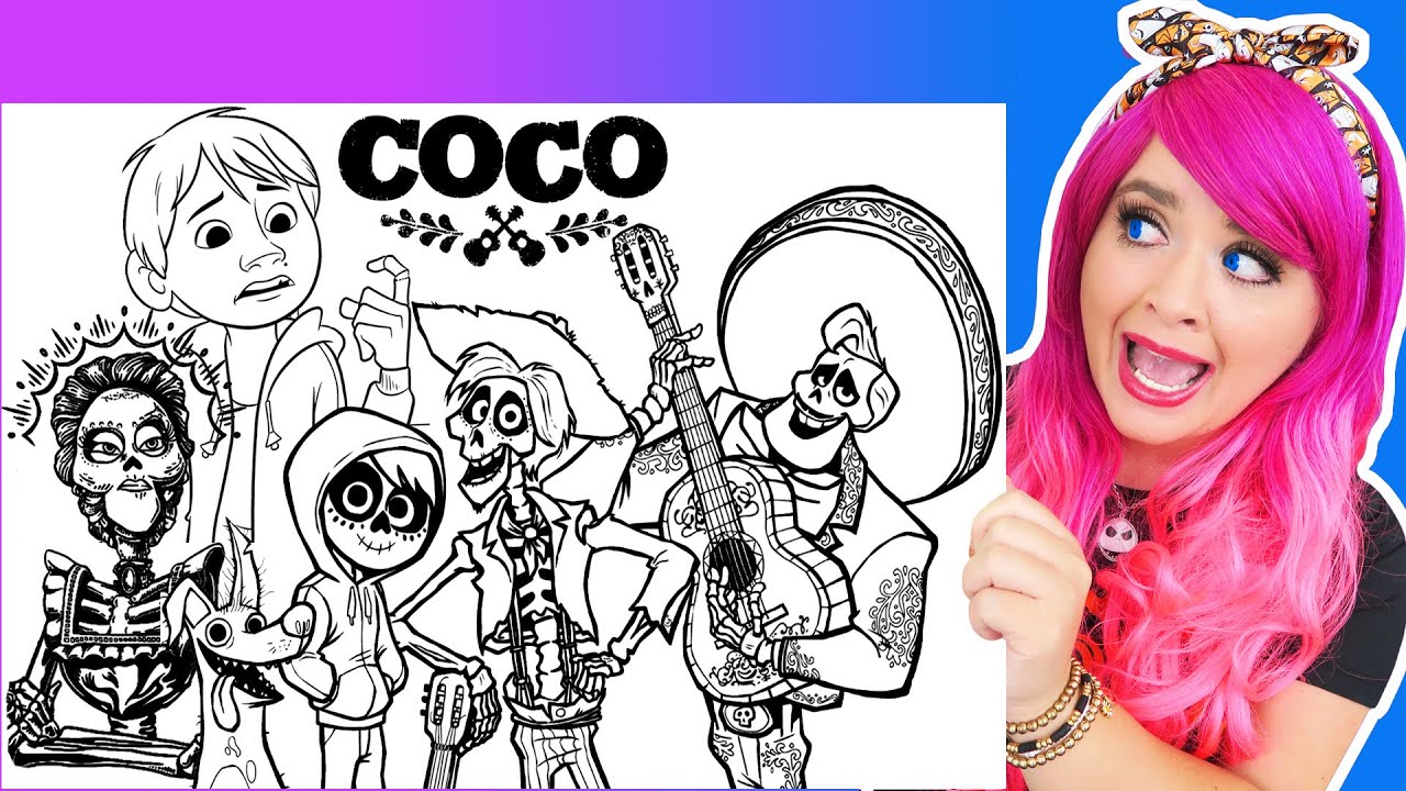 Coloring Coco Disney Pixar Coloring Pages | Miguel, Dante, Ernesto, Hector & Mama Imelda Coco Movie