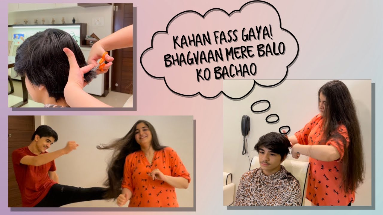 I cut my brother’s hair for the first time! | Navika and Shivansh Kotia