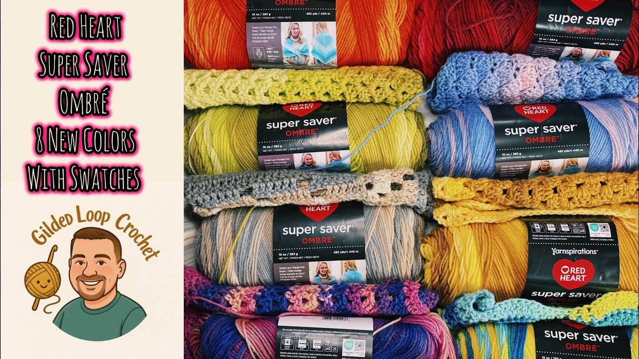 Yarn Review - Red Heart Super Saver Ombre - 8 new shades reviewed with swatches! #yarnspirations